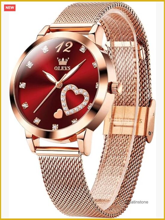 Small Rose Gold Tone Watch with Crystal Dial - Quartz Movement Water Resistant main image 5